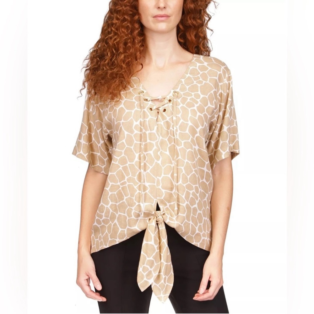 Michael Kors Animal print front tie top!